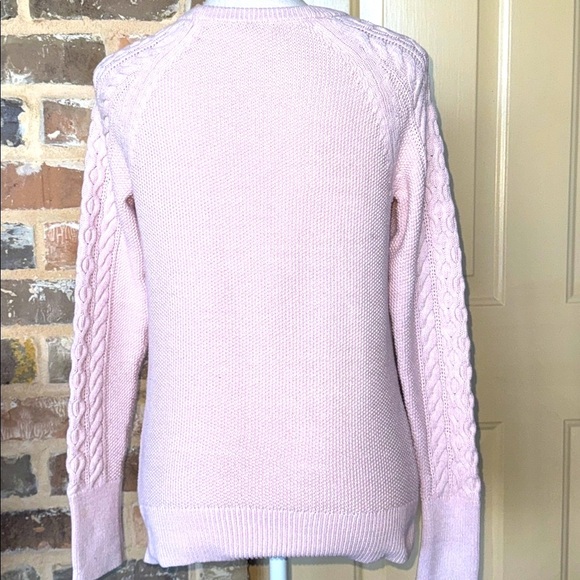 GAP Light Pink Cable Knit Cotton Sweater Mixed Weave Preppy Cozy Cabincore Sz S - Picture 3 of 12